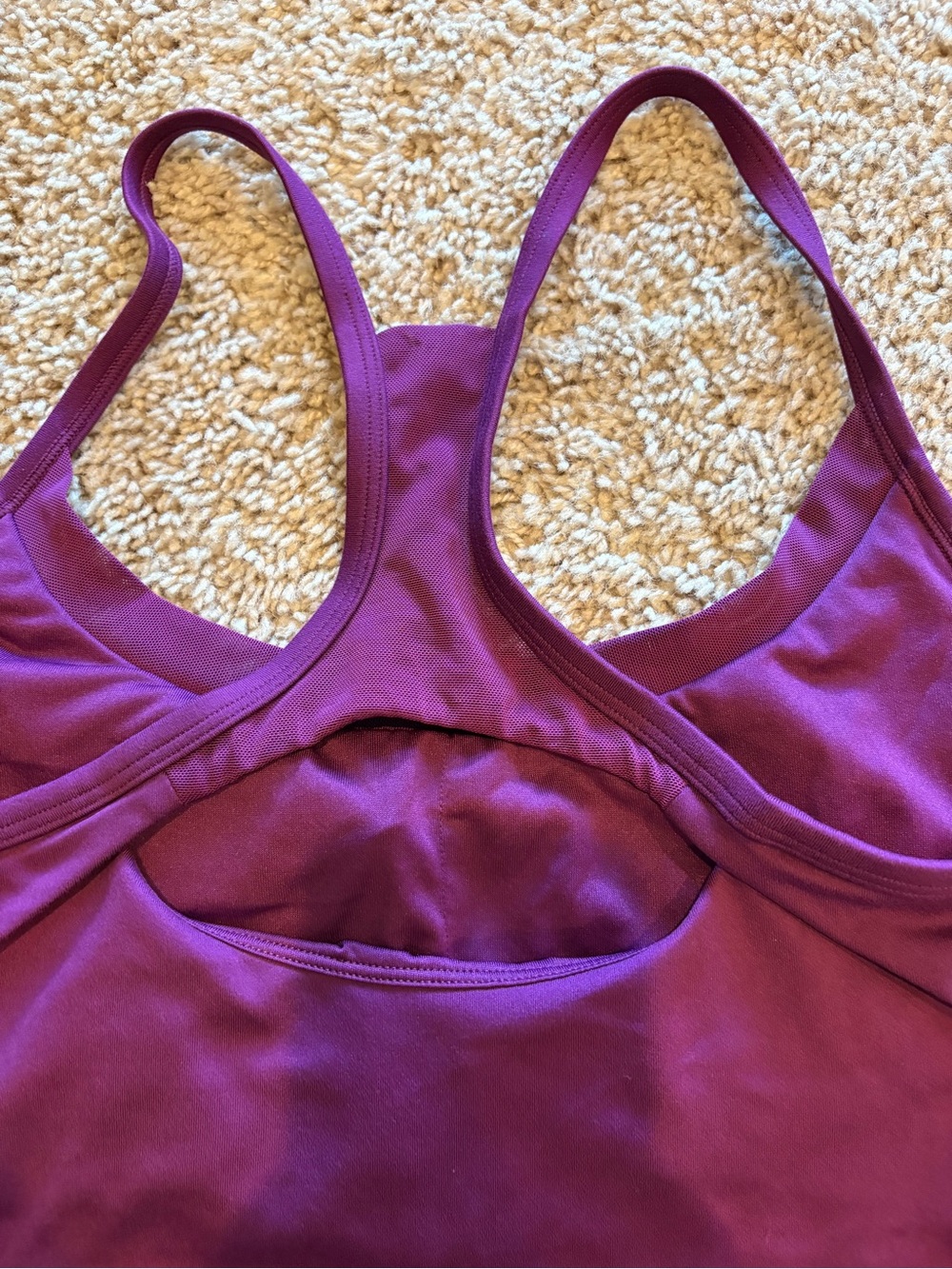 Purple cropped sports bra top with coppery print - Picture 5 of 7